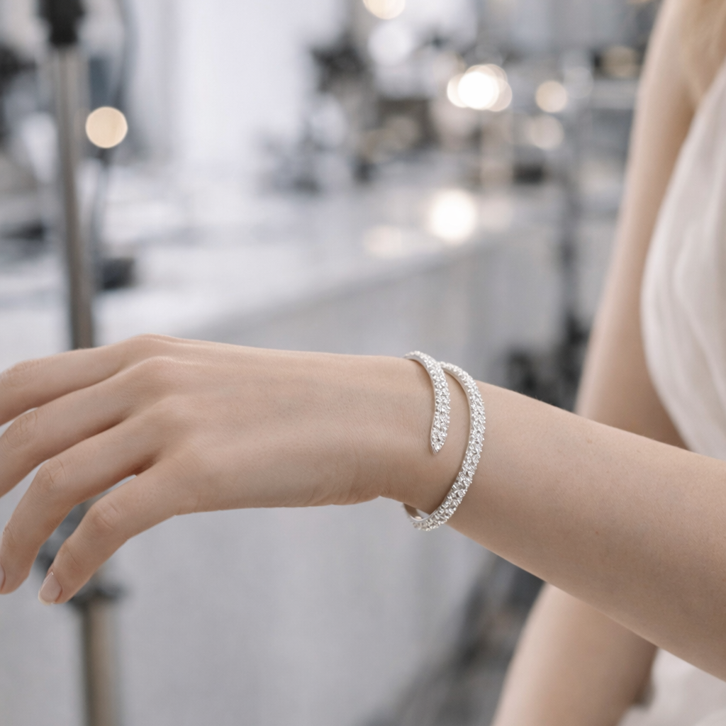 Silver-Tone Snake Bangle Bracelet