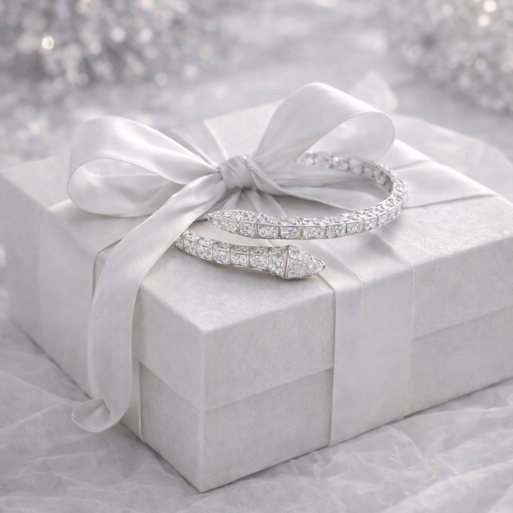 Silver-Tone Snake Bangle Bracelet