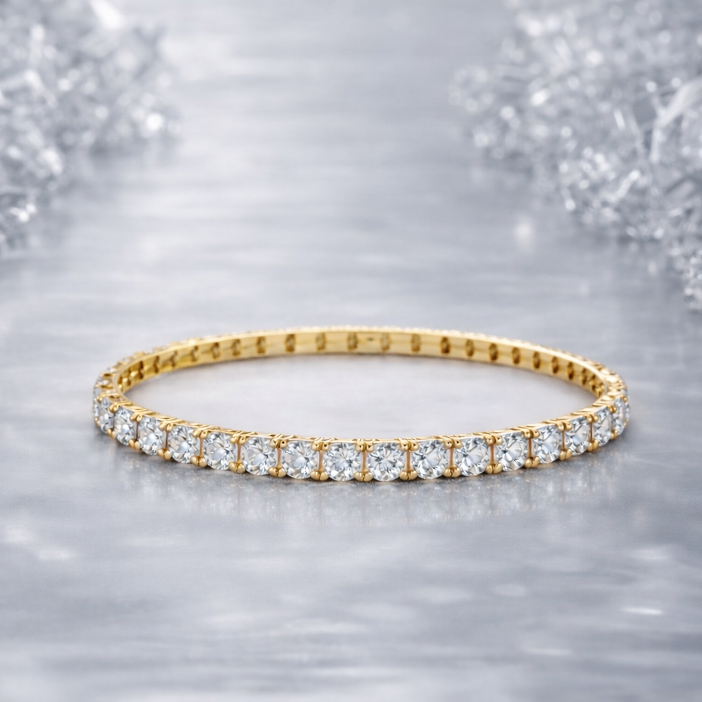 Gold-Tone Tennis Bracelet with Crystal Accents | Everyday Jewelry
