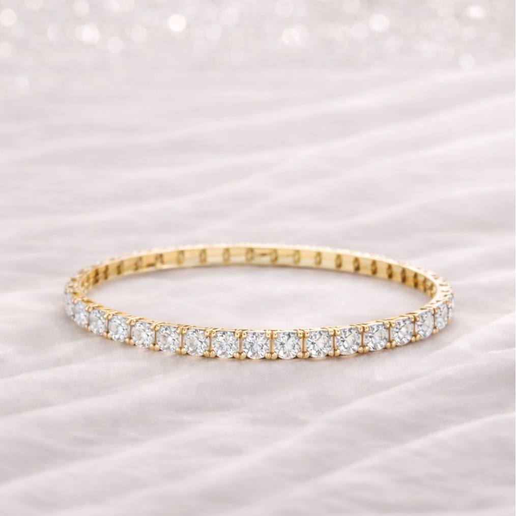 Gold-Tone Tennis Bracelet with Crystal Accents | Everyday Jewelry