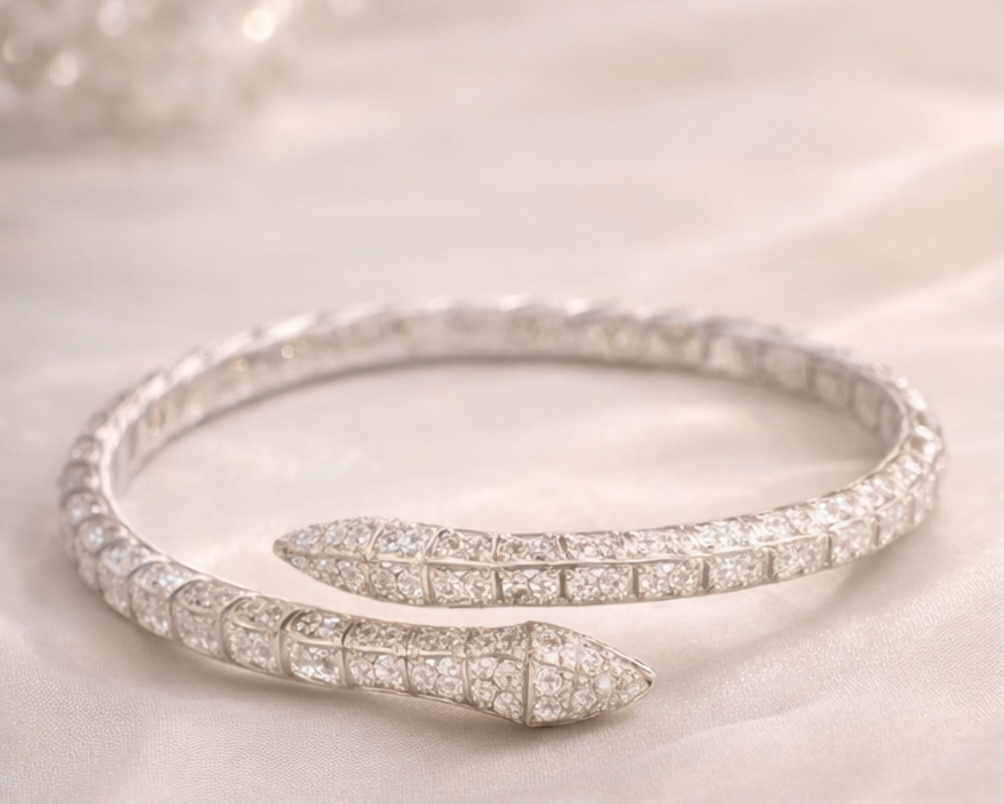 Silver-Tone Snake Bangle Bracelet