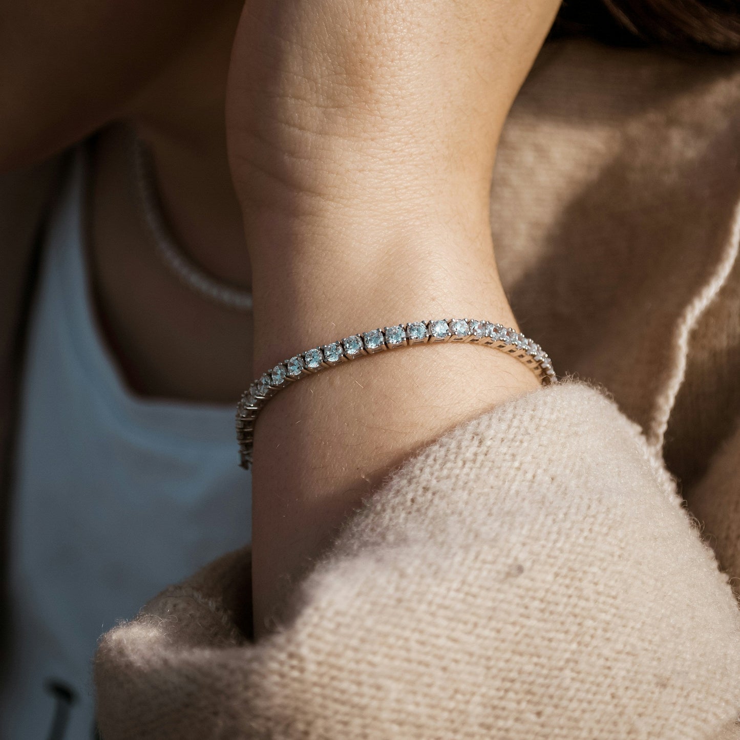 Gold-Tone Tennis Bracelet with Crystal Accents | Everyday Jewelry