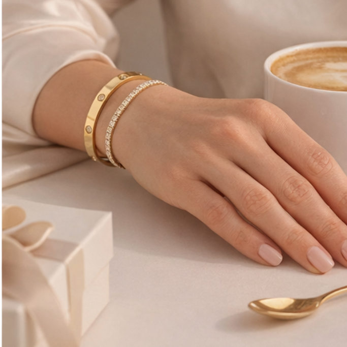 Gold-Tone Minimal Bangle Bracelet